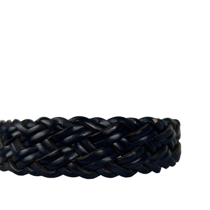 00s Dark Blue Braided Leather Belt- 26"-30"