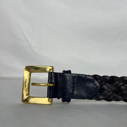00s Dark Blue Braided Leather Belt- 26"-30"