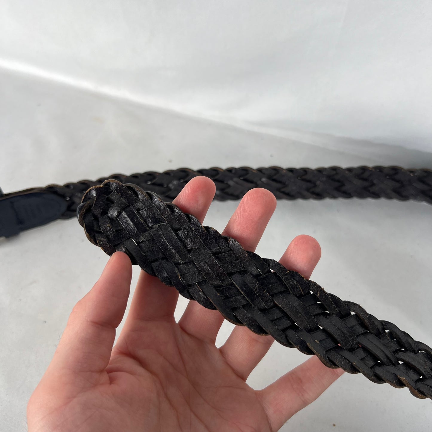 00s Dark Blue Braided Leather Belt- 26"-30"