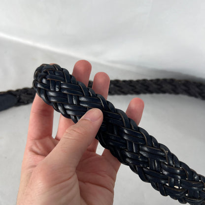 00s Dark Blue Braided Leather Belt- 26"-30"