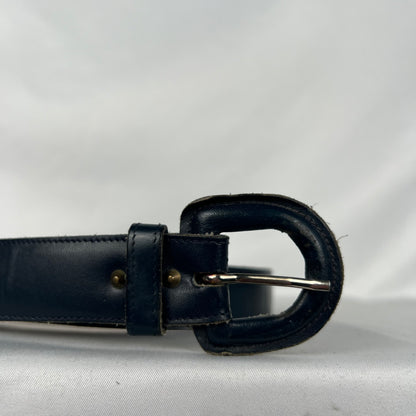 00s Dark Blue Smooth Leather Belt- 24"-28"