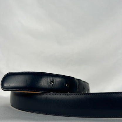 00s Dark Blue Smooth Leather Belt- 24"-28"