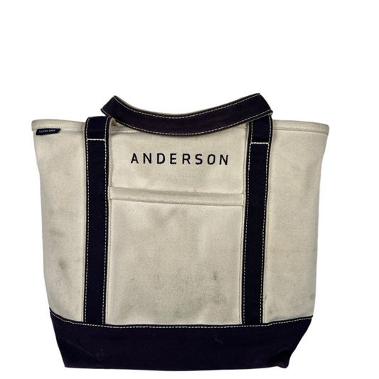 Lands' End Canvas Faded Navy Handle Tote Bag