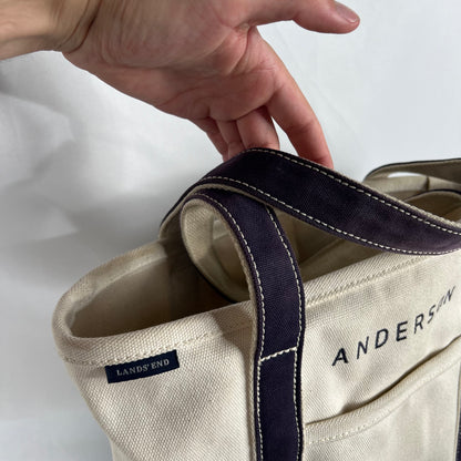 Lands' End Canvas Faded Navy Handle Tote Bag