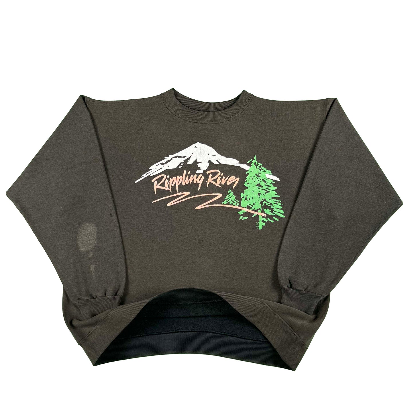 80s Super Sun Faded Black Rippling River Sweatshirt- XL