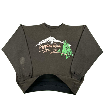 80s Super Sun Faded Black Rippling River Sweatshirt- XL