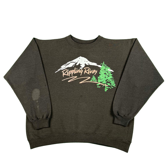 80s Super Sun Faded Black Rippling River Sweatshirt- XL