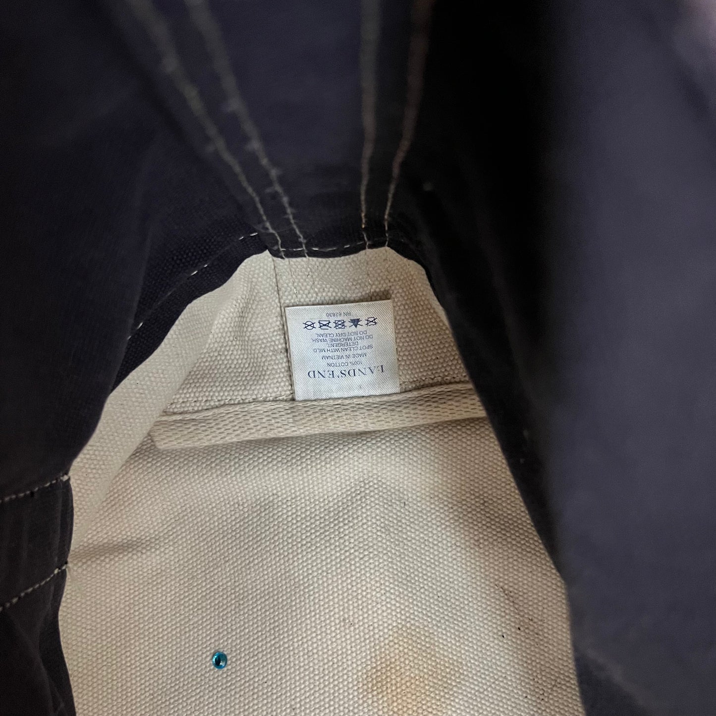 Lands' End Canvas Faded Navy Handle Tote Bag