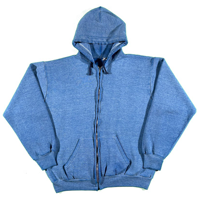 70s Faded Blue Zip Up Hoodie- M