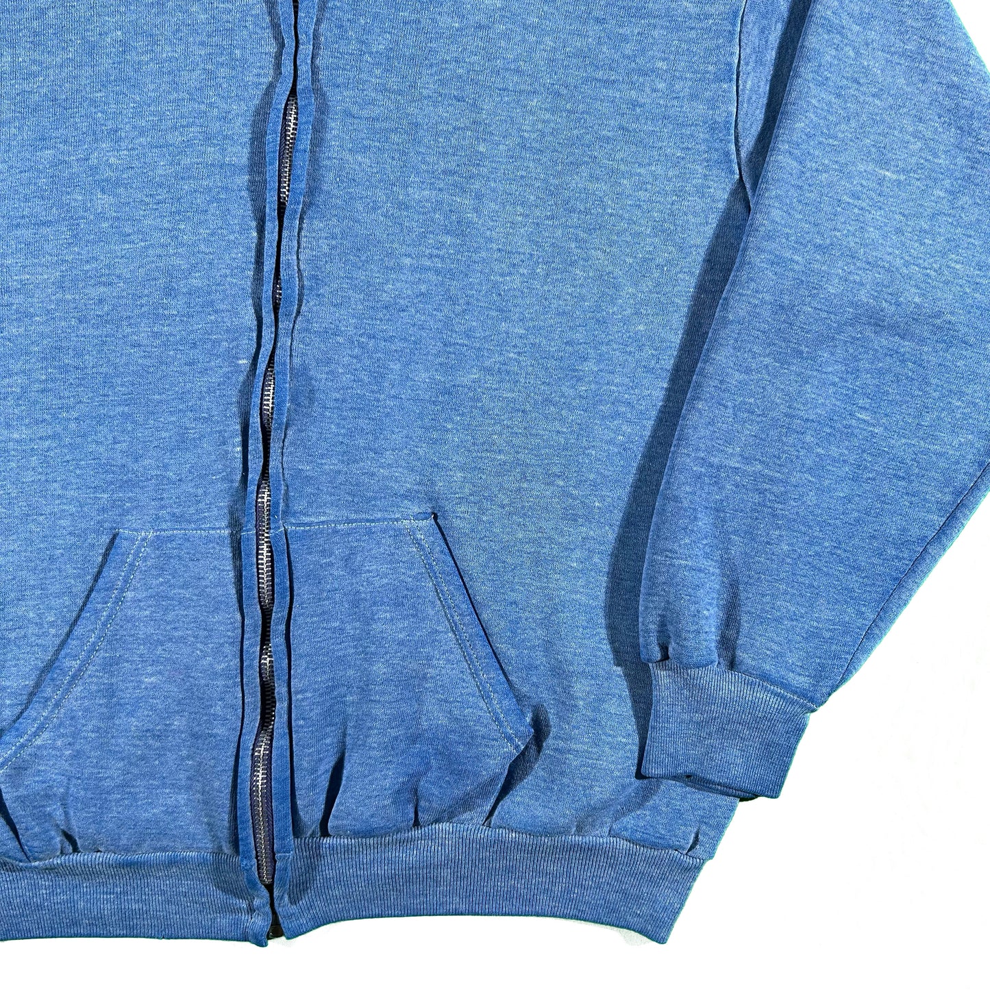 70s Faded Blue Zip Up Hoodie- M