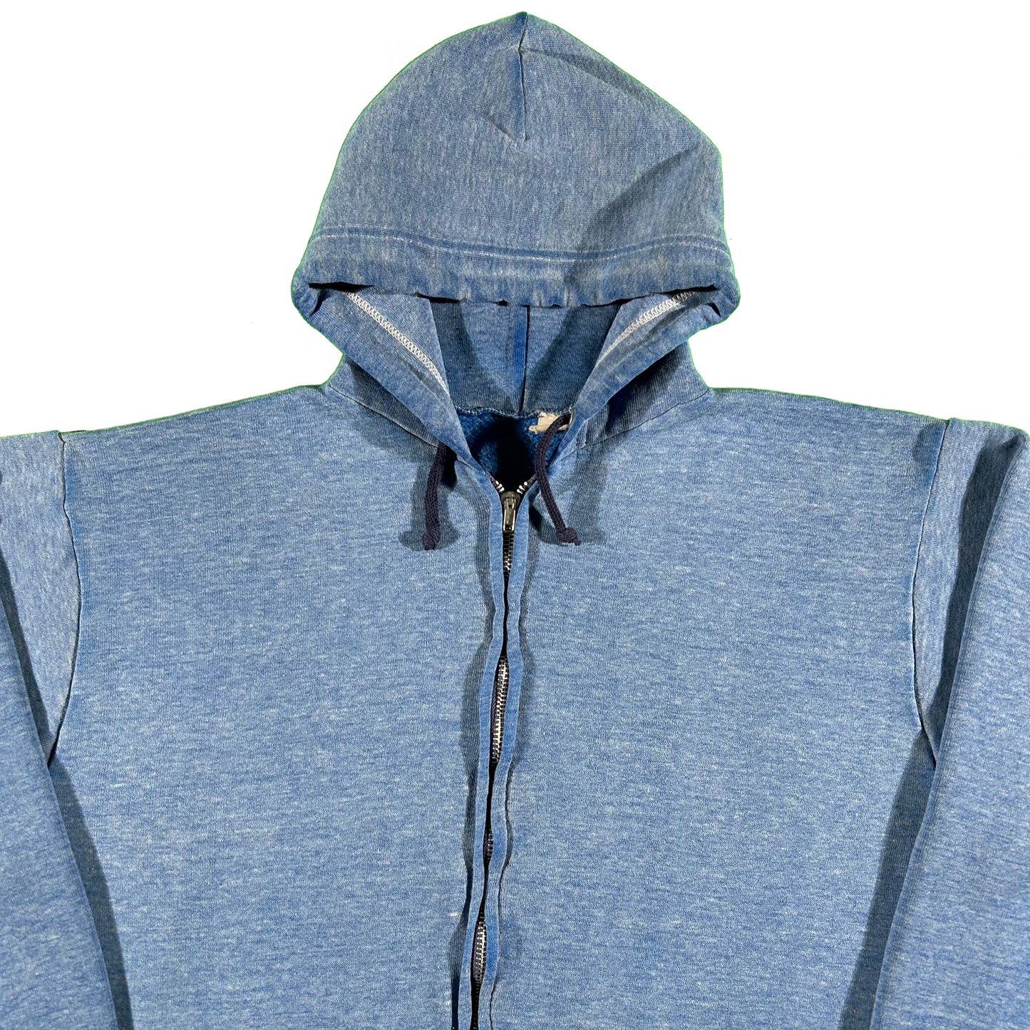 70s Faded Blue Zip Up Hoodie- M