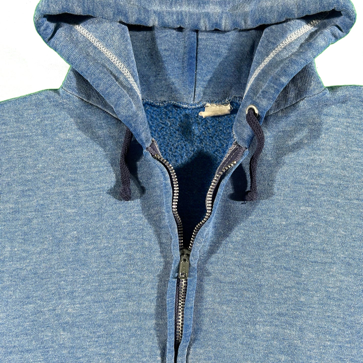 70s Faded Blue Zip Up Hoodie- M