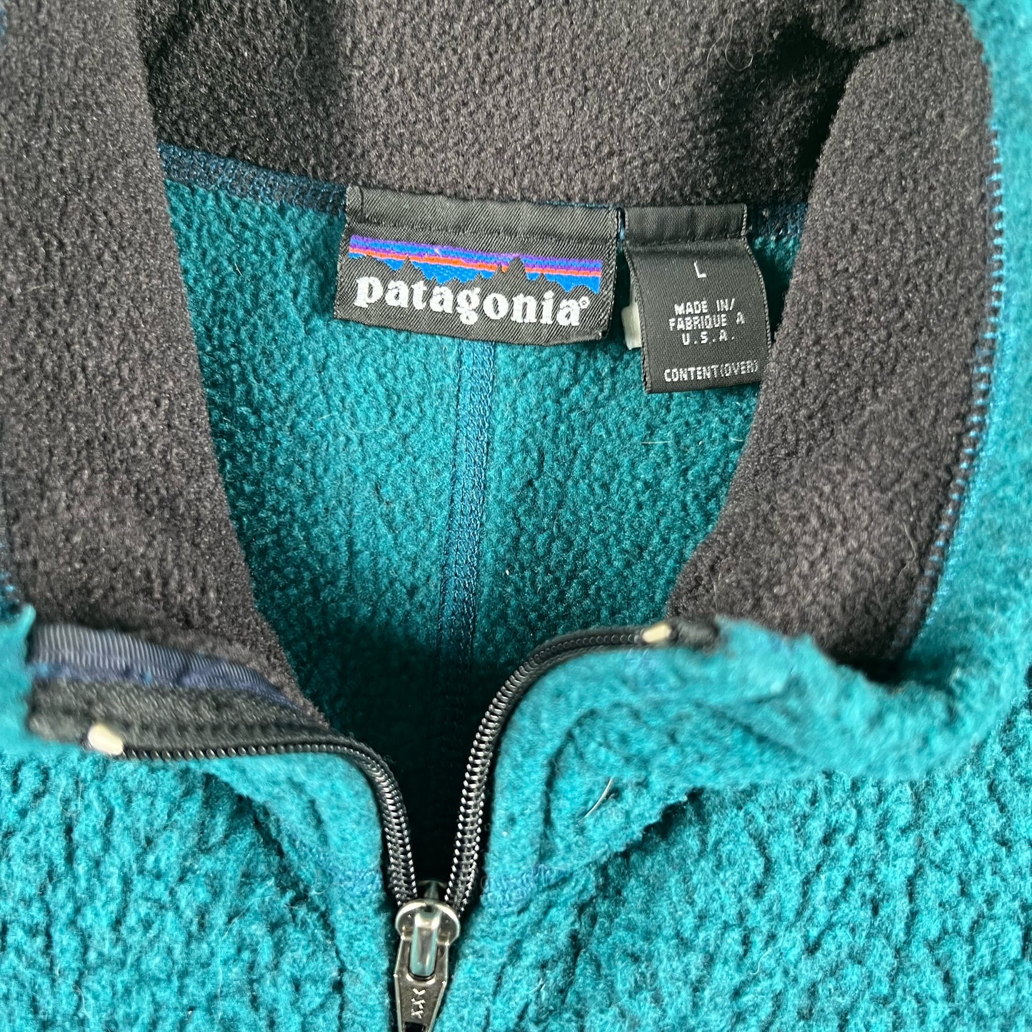 90s Patagonia Aqua Green Deep Pile Fleece Jacket- L