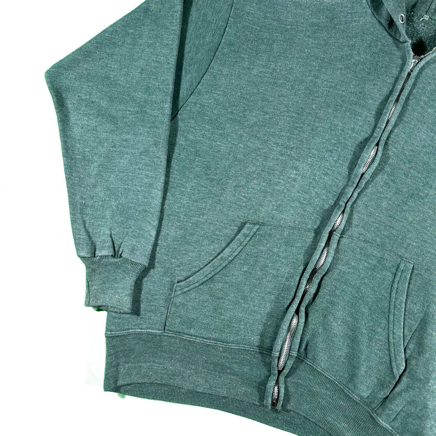 70s Sun Faded Forest Green Zip Up Hoodie- L