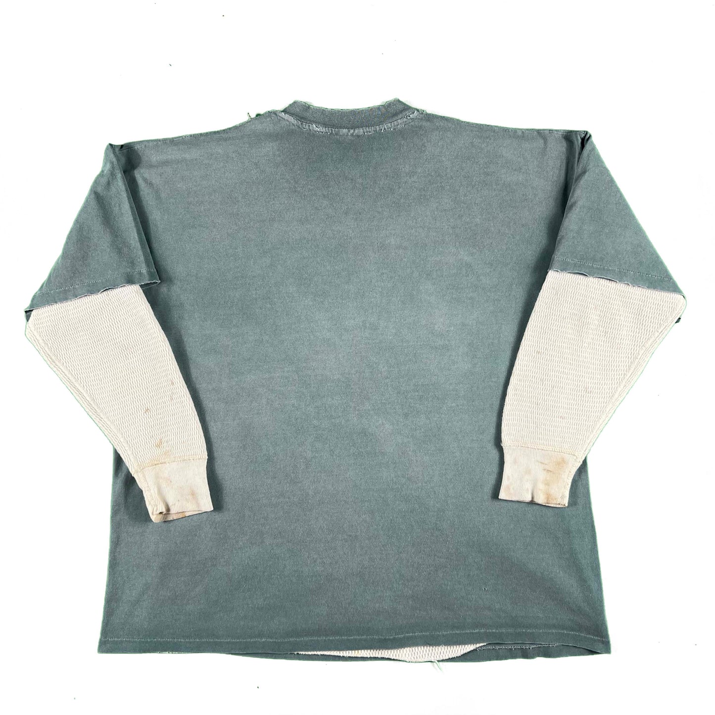 90s Safety Pinned Michigan Renaissance Tee + 80s Waffle Knit Thermal- XL