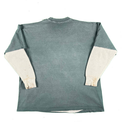90s Safety Pinned Michigan Renaissance Tee + 80s Waffle Knit Thermal- XL