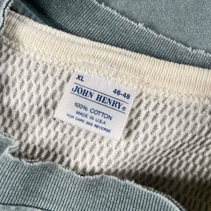 90s Safety Pinned Michigan Renaissance Tee + 80s Waffle Knit Thermal- XL
