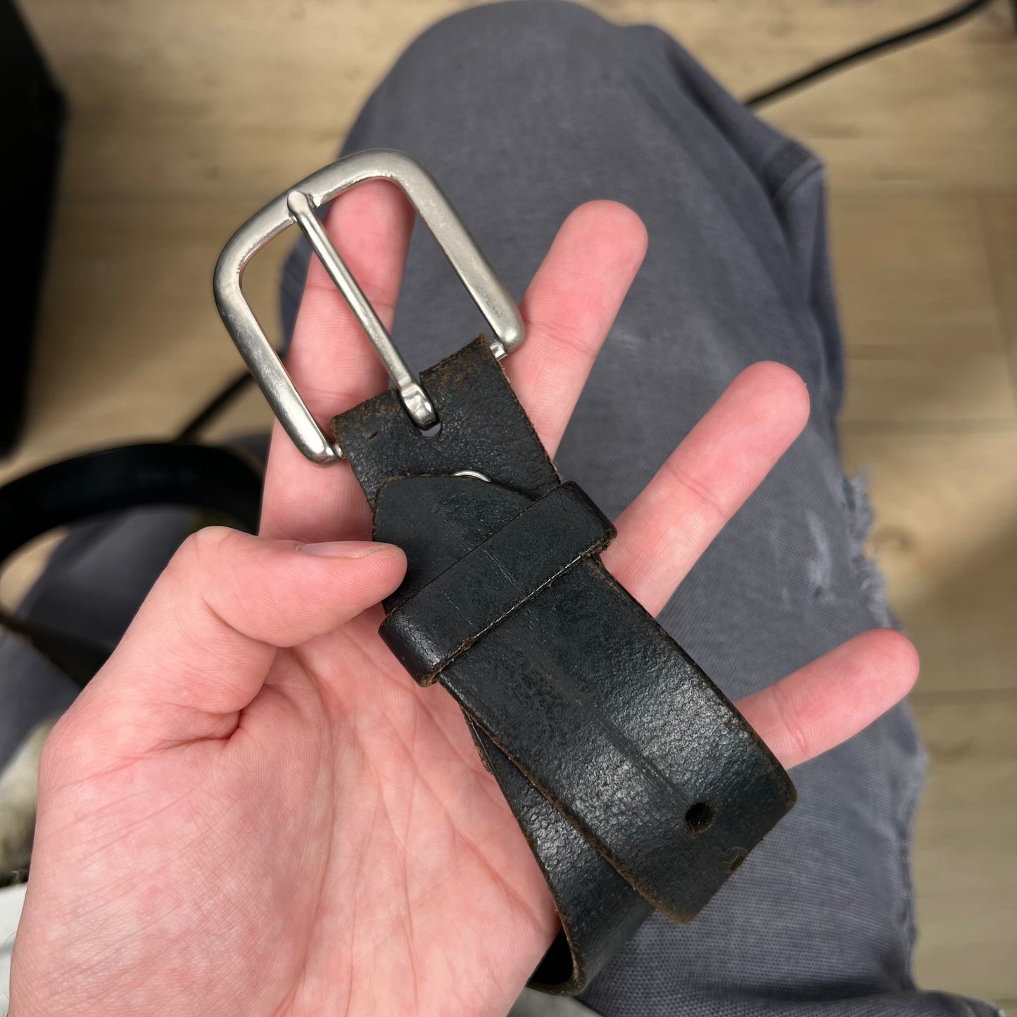 Nicely Worn Levi's Black Leather Belt- 32"-36"