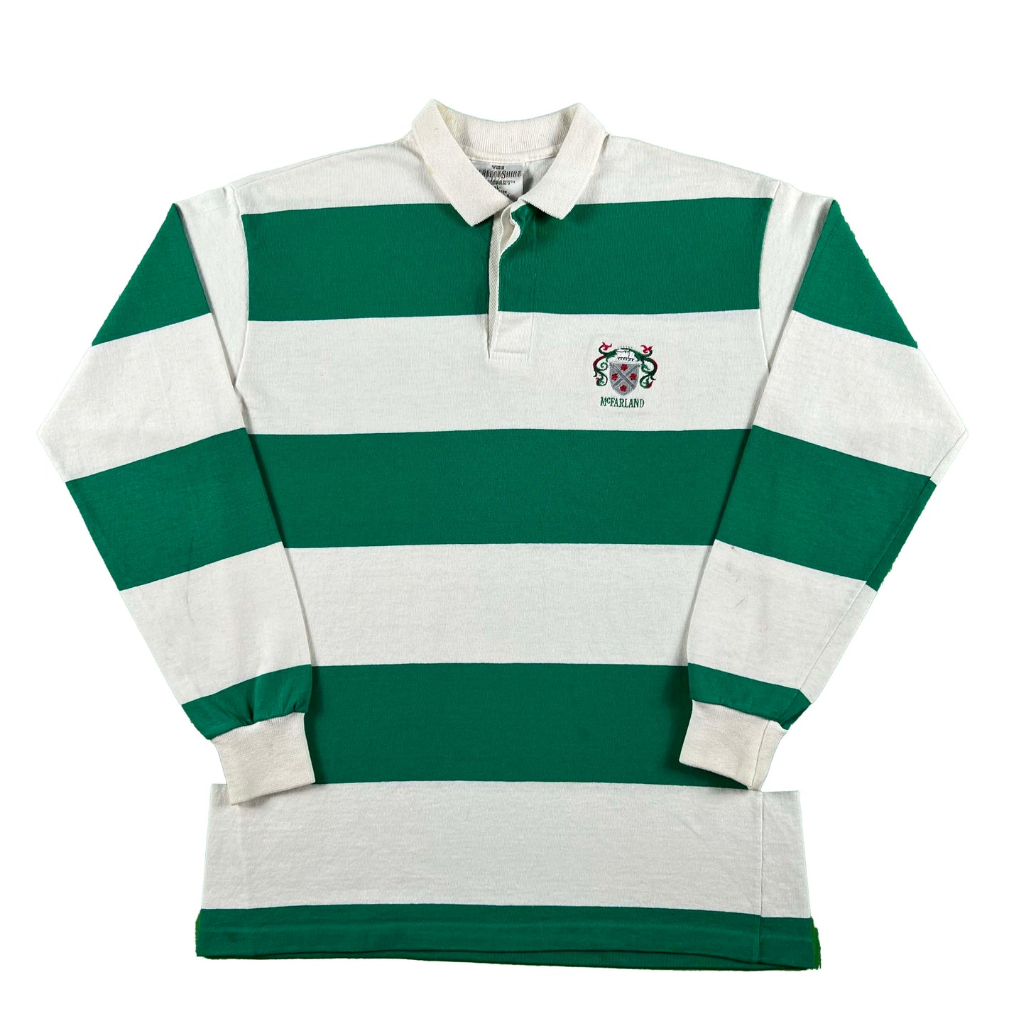 90s Striped White & Green McFarland Rugby Shirt- XL
