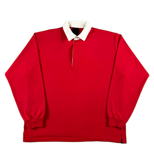 90s Red Rugby Shirt- L