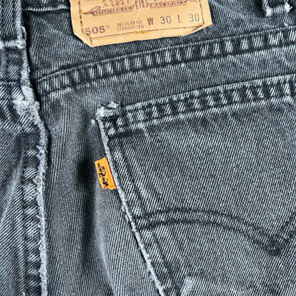 90s Levi's Orange Tab 505 Sun Faded Black Denim- 29x29