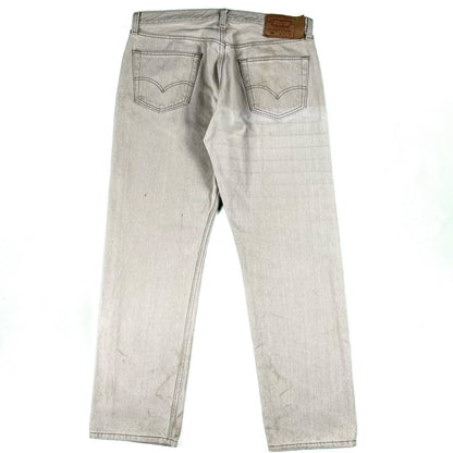 90s Levi's 501 Sun Faded Taupe Tan Denim- 34x29.5