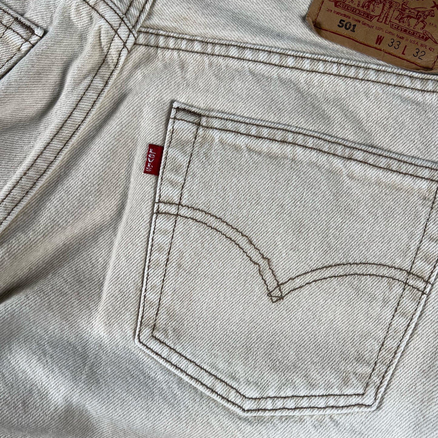 90s Levi's 501 Sun Faded Tan Denim- 30x31