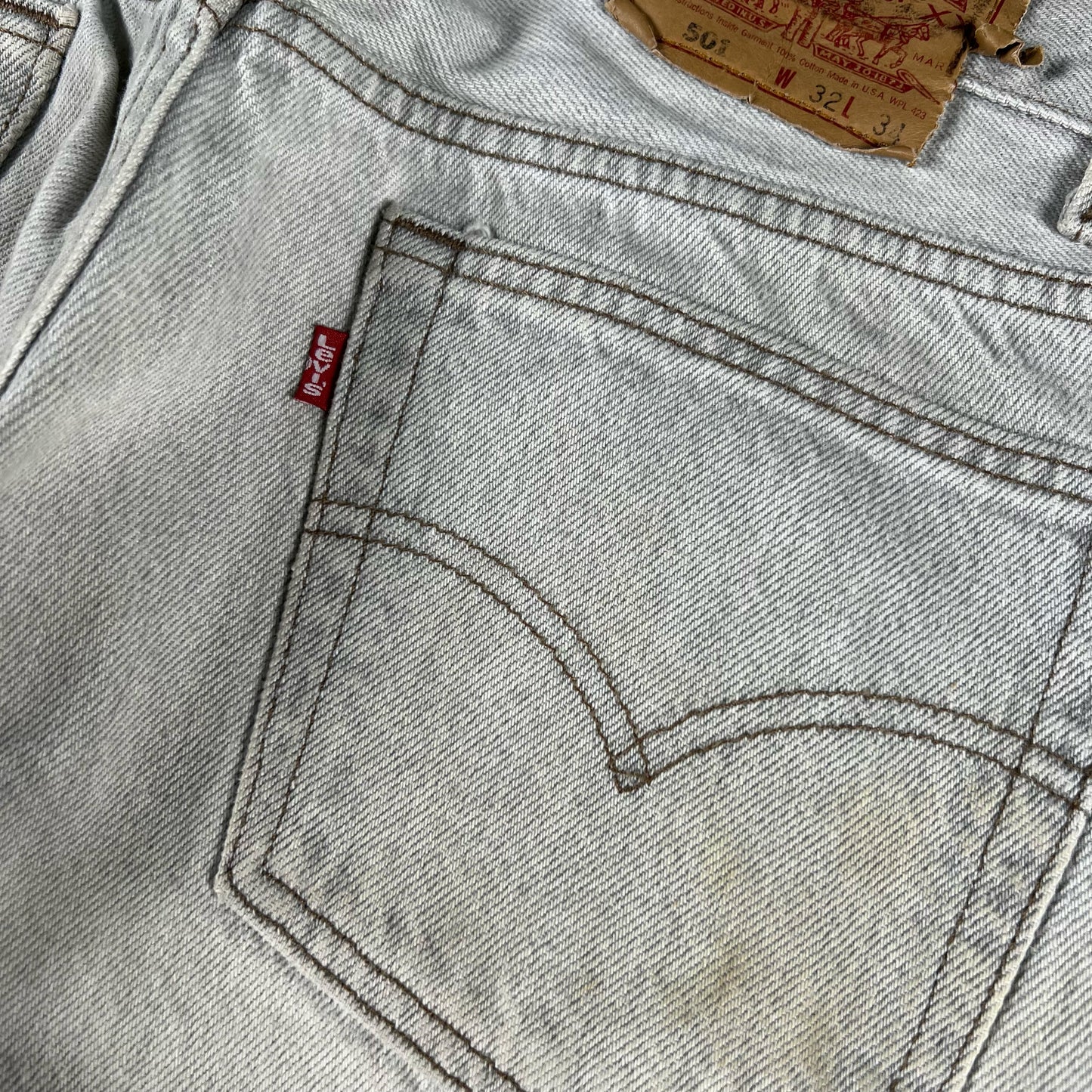 90s Levi's 501 Sun Faded Grey Denim- 32x33