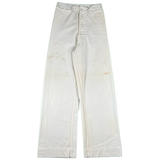 40s White USN Bell Bottom Sailor Pants- 28x32