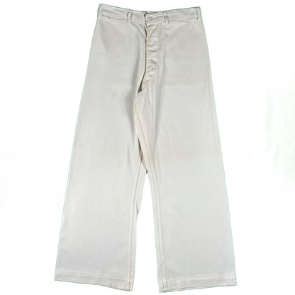 40s White USN Bell Bottom Sailor Pants- 31x29