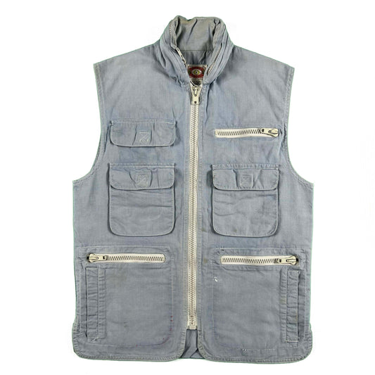 80s Sun Faded Blue Banana Republic Utility Vest- XS