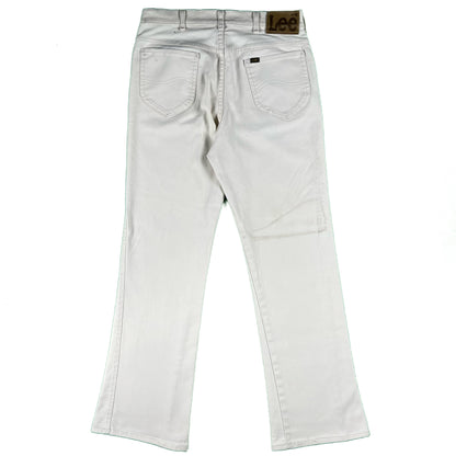 70s Lee White Cotton Flared Pants- 31x30.5