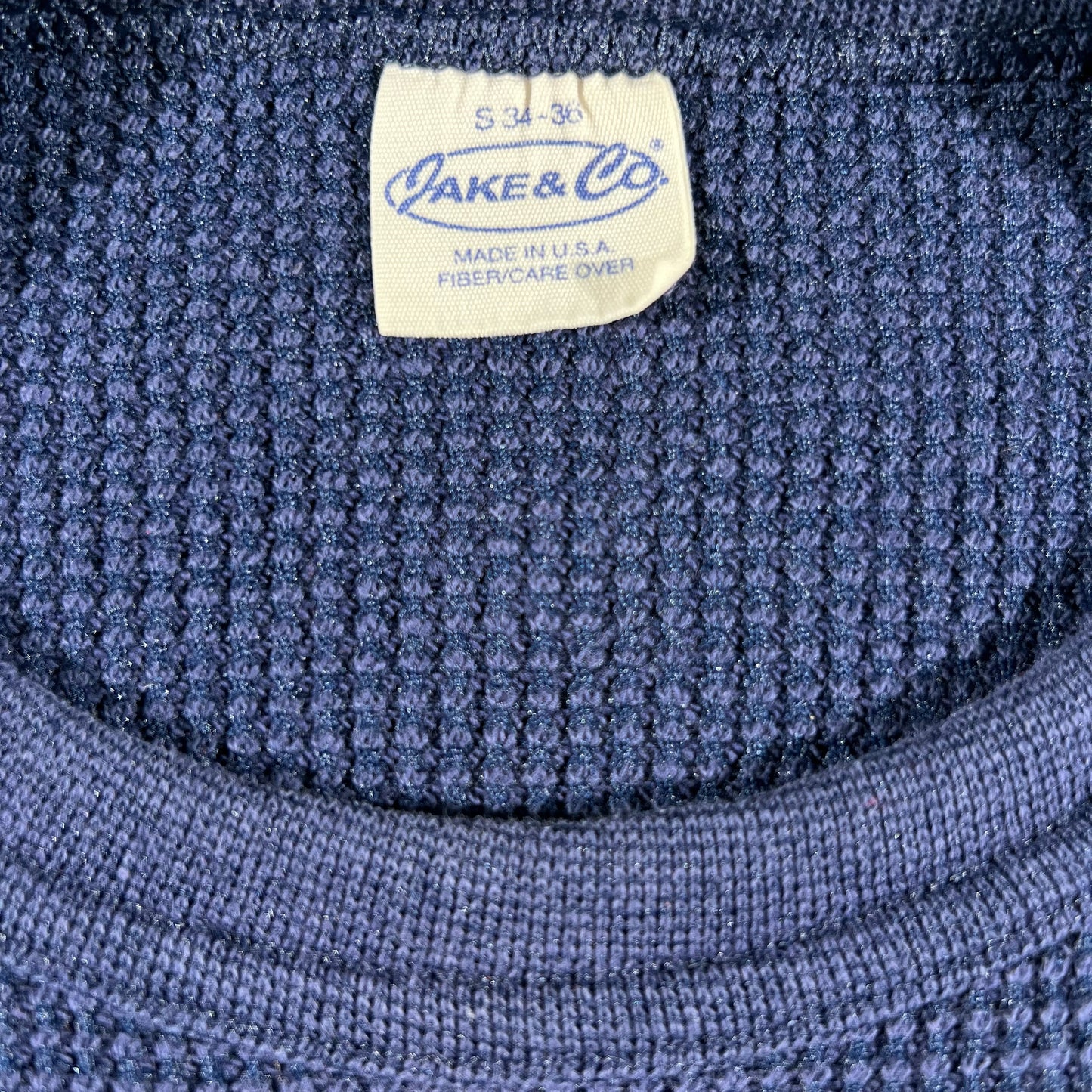 Vintage Navy Waffle Knit Thermal- SELECT SIZE