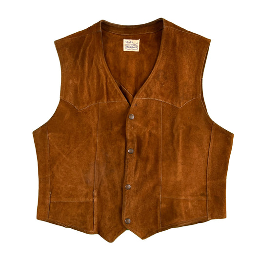 70s Sears Suede Leather Vest- M