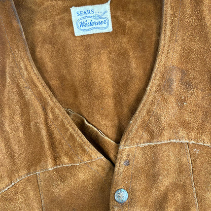 70s Sears Suede Leather Vest- M