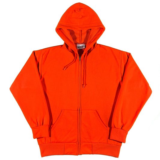 80s Orange Thermal Lined Zip Up Hoodie- L