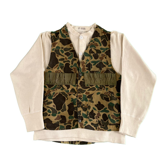 70s Duck Camo Vest and Henley Thermal Combo- M