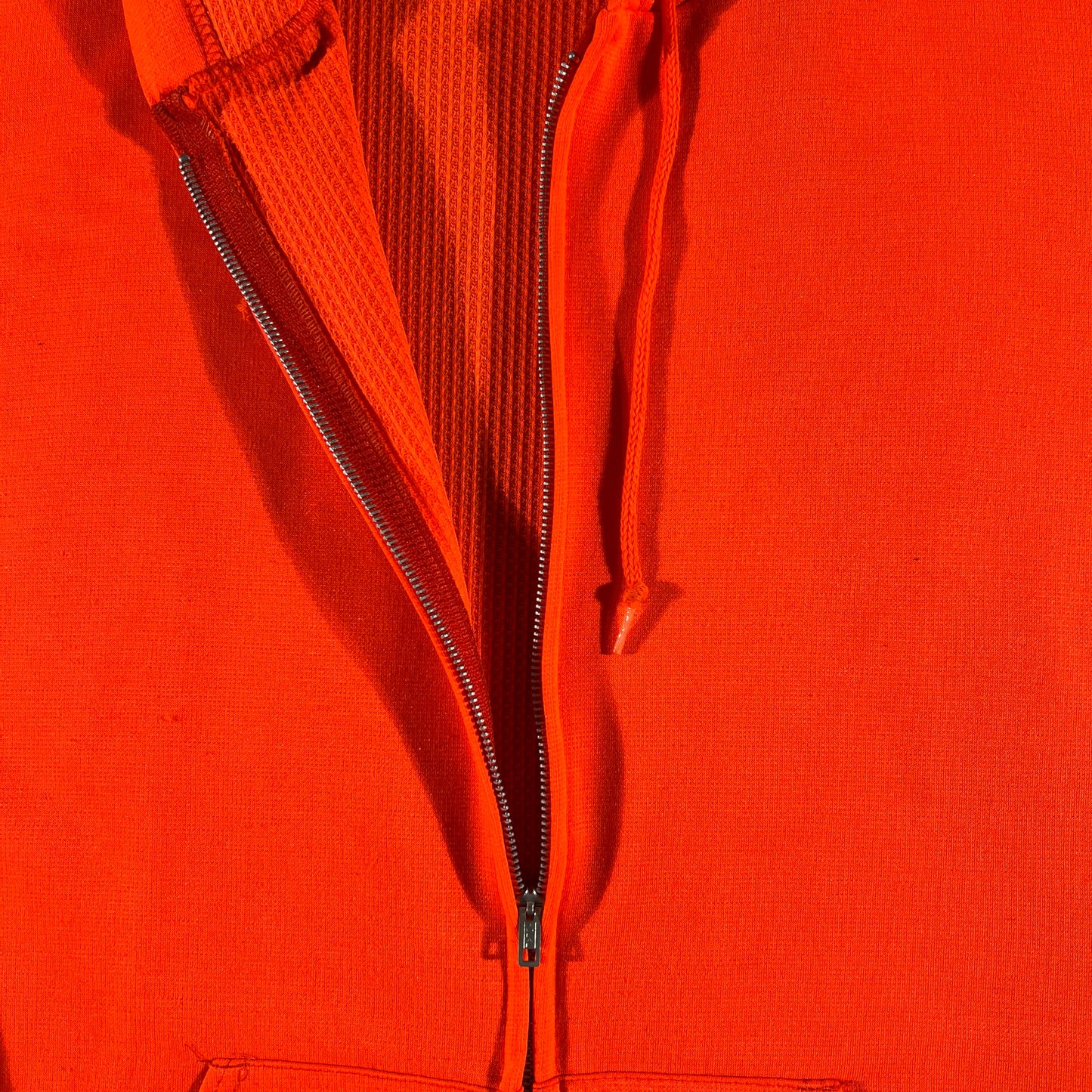 80s Orange Thermal Lined Zip Up Hoodie- L