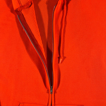 80s Orange Thermal Lined Zip Up Hoodie- L