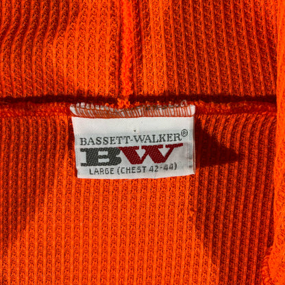 80s Orange Thermal Lined Zip Up Hoodie- L