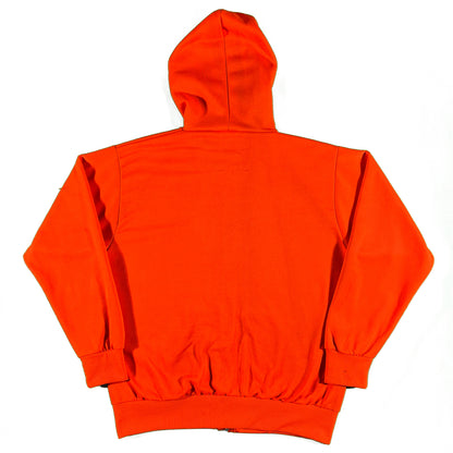 80s Orange Thermal Lined Zip Up Hoodie- L