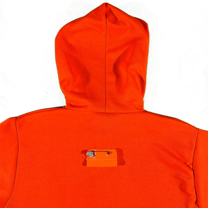 80s Hi Vis Orange Thermal Lined Zip Up Hoodie- M