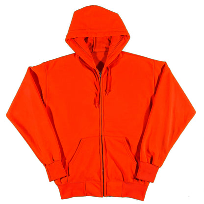 70s Orange Thermal Lined Zip Up Hoodie- M