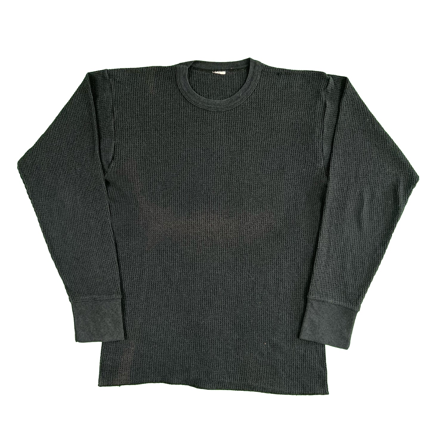 90s Faded Black Waffle Knit Thermal- M