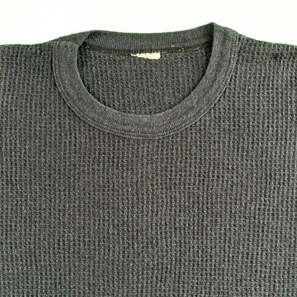 90s Faded Black Waffle Knit Thermal- M