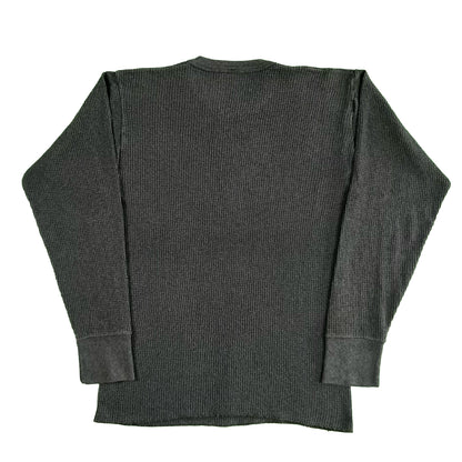 90s Faded Black Waffle Knit Thermal- M