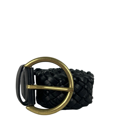 Old Navy Black Braided Leather Belt- 26"-30"