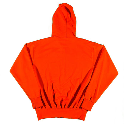 70s Orange Thermal Lined Zip Up Hoodie- M