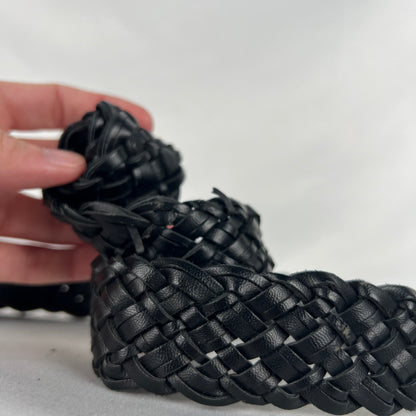 Old Navy Black Braided Leather Belt- 26"-30"