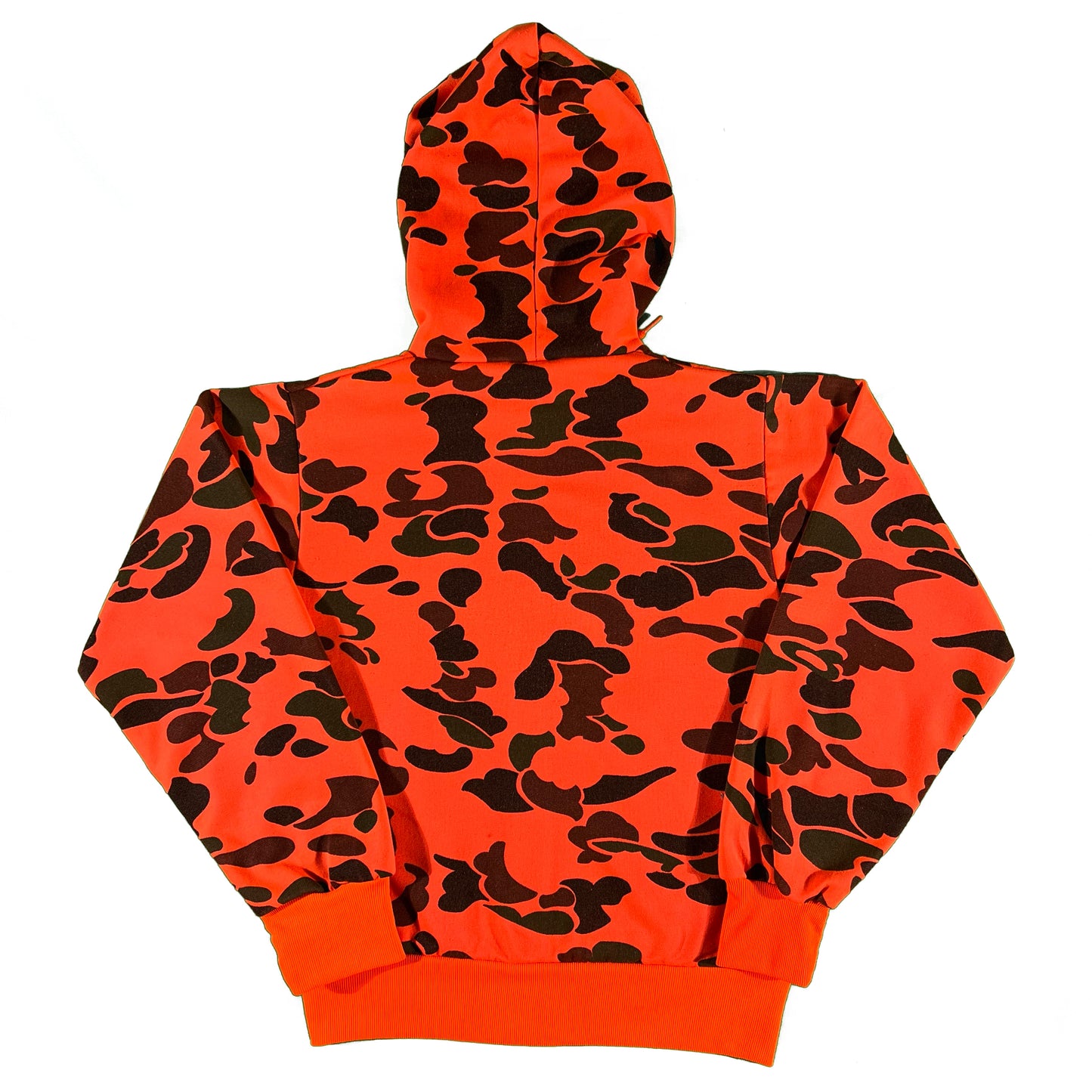 80s Orange Duck Camo Thermal Lined Zip Up Hoodie- S